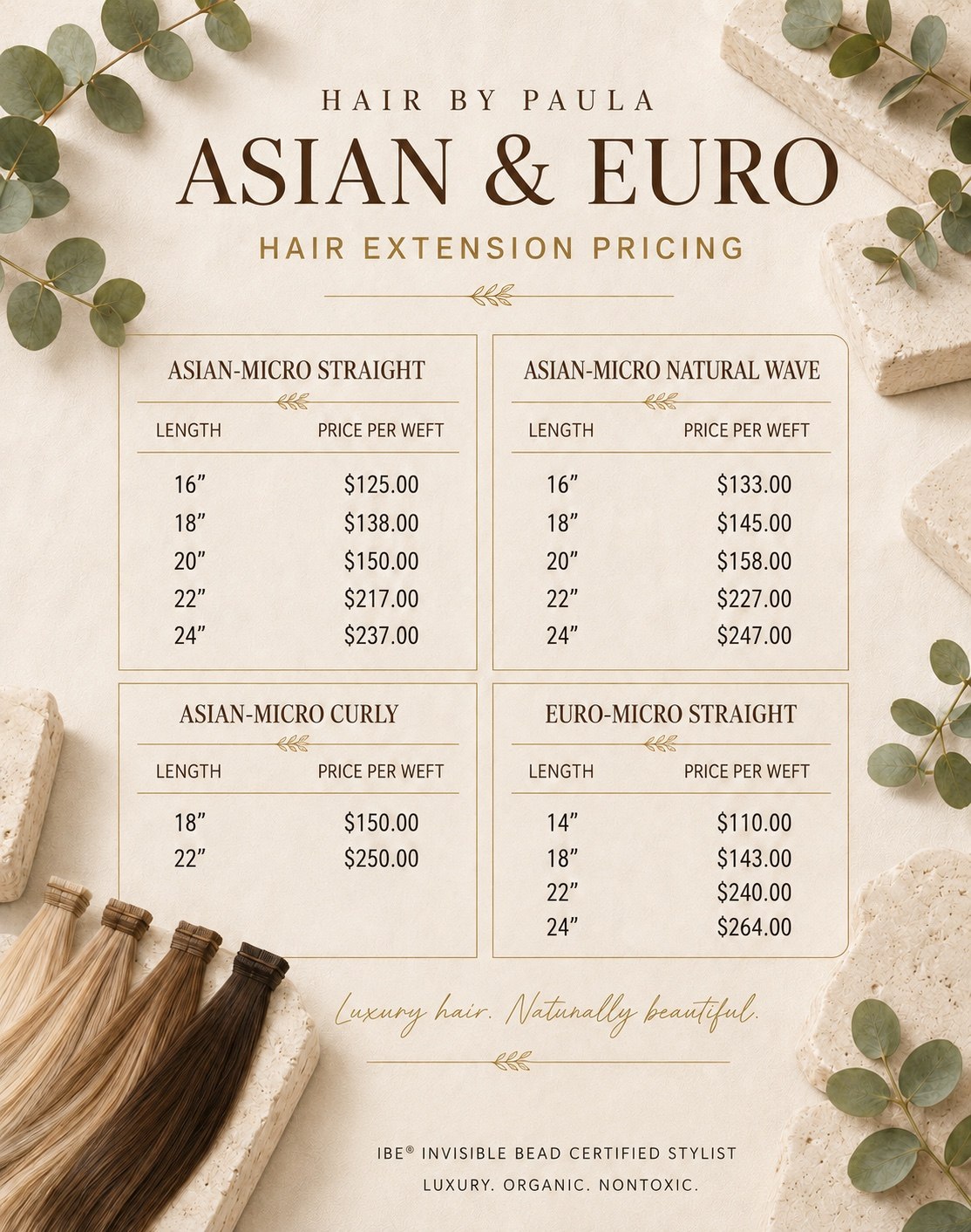 Asian and European micro straight and wave extension hair pricing